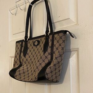 Nine West Black and Tan Patterned Tote